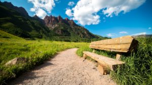 bench and mountains