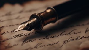 a pen on handwritten note